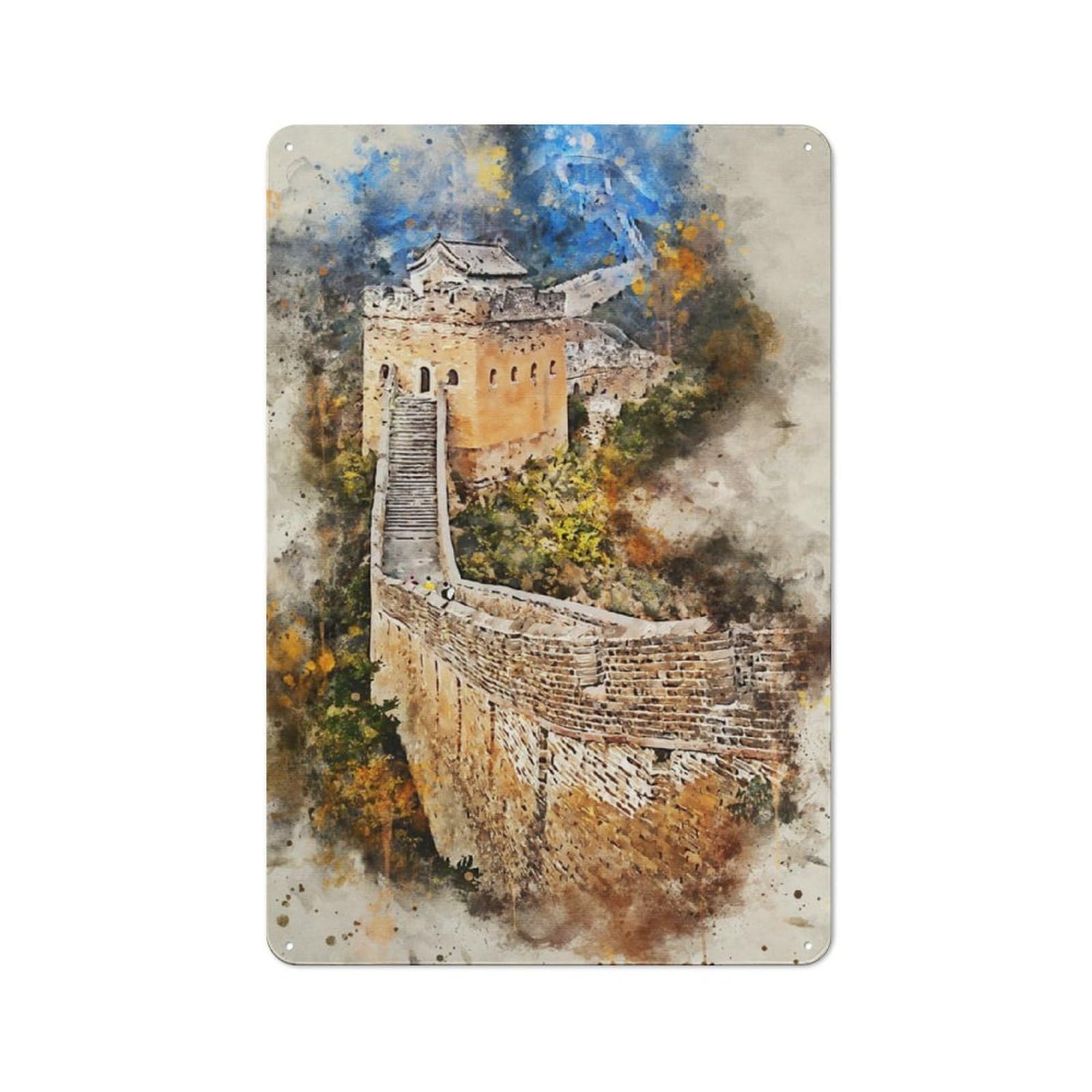 Junmoney China Wall In Watercolor Metal Plaque 30X20cm With For Garage Wall, Retro Decor, Housewarming Present For People Styling Garage