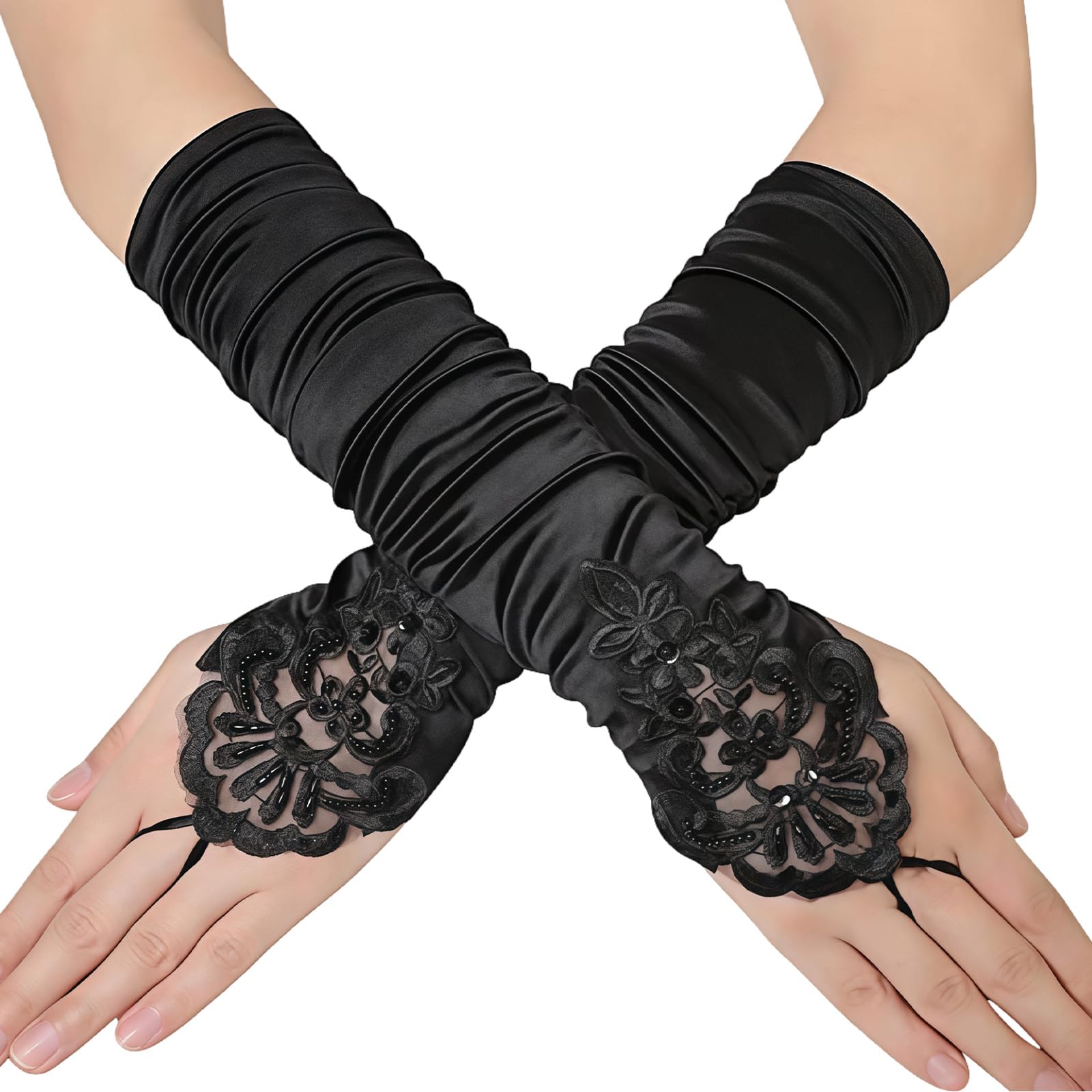 AWAVM 1920 Accessories Set,Roaring 20's Theme Flapper Costume,Gatsby Accessories Set,Fashion Vintage Headband,Necklace Earrings,Long Gloves,bracelet Holder For Women - Image 4