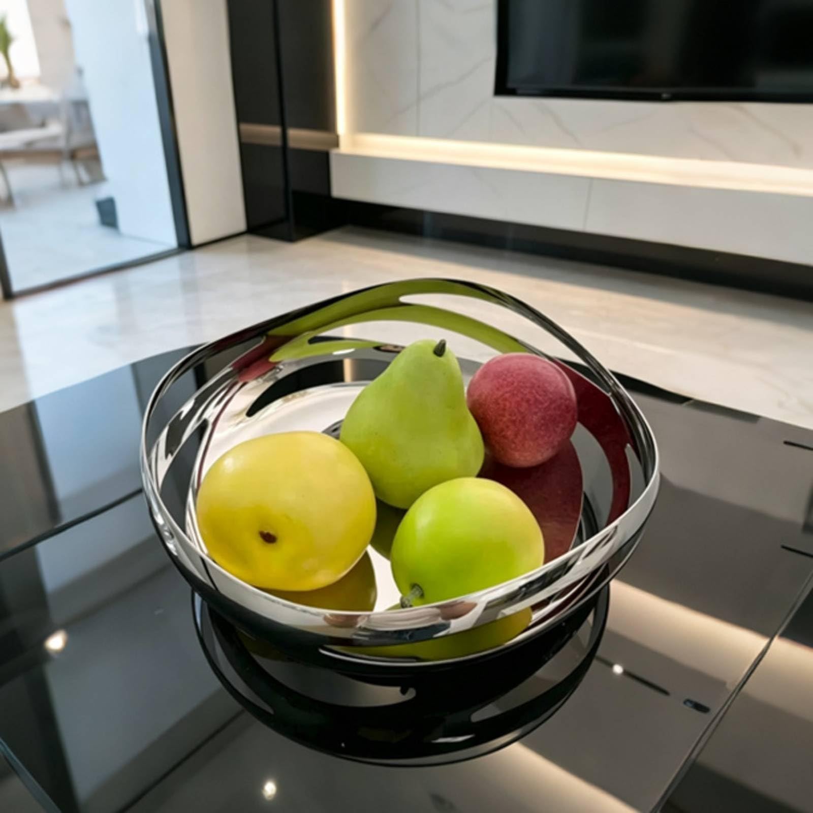 Frutero Acero Inoxidable Plateado Brillante Cuenco Diseño Perforado Multiusos Ensaladera Acero Inoxidable para Recibidor