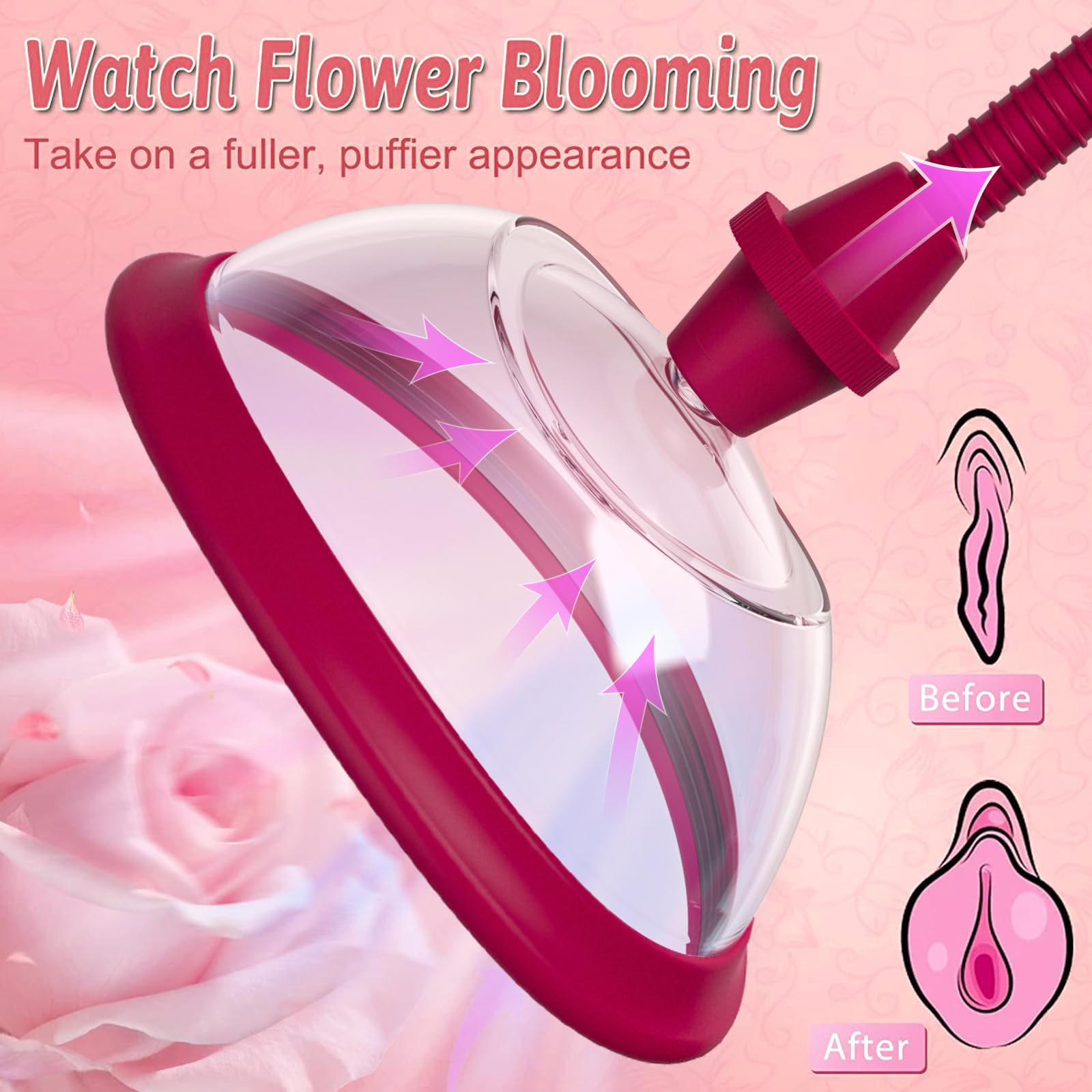 Pompe à Vide Manuelle pour Clitoris et Vagin, Stimulateur Féminin Intensifié, Plaisir Sexuel Accru, Aspiration Puissante, Sensibilité Augmentée, Outil de Plaisir pour Femmes (Version Rouge)