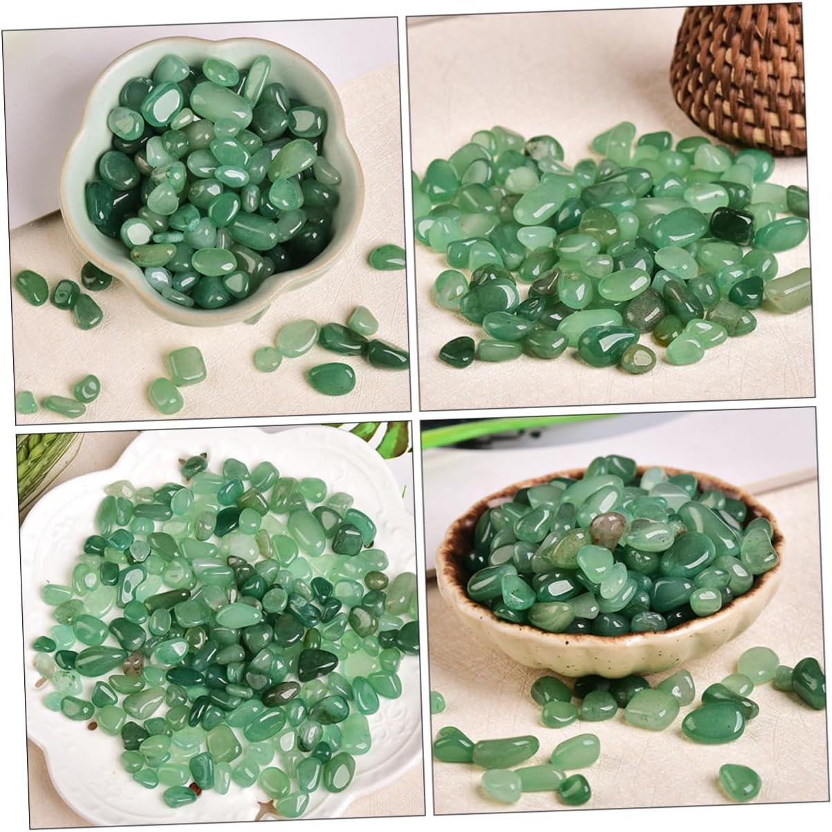 TOYANDONA Natural Green Jadeite Aquarium Gravel 7-9mm Decorative Terrarium Rocks Fish Tank Stones 2lb for Aquatic Pets Landscaping and Aquarium Decor