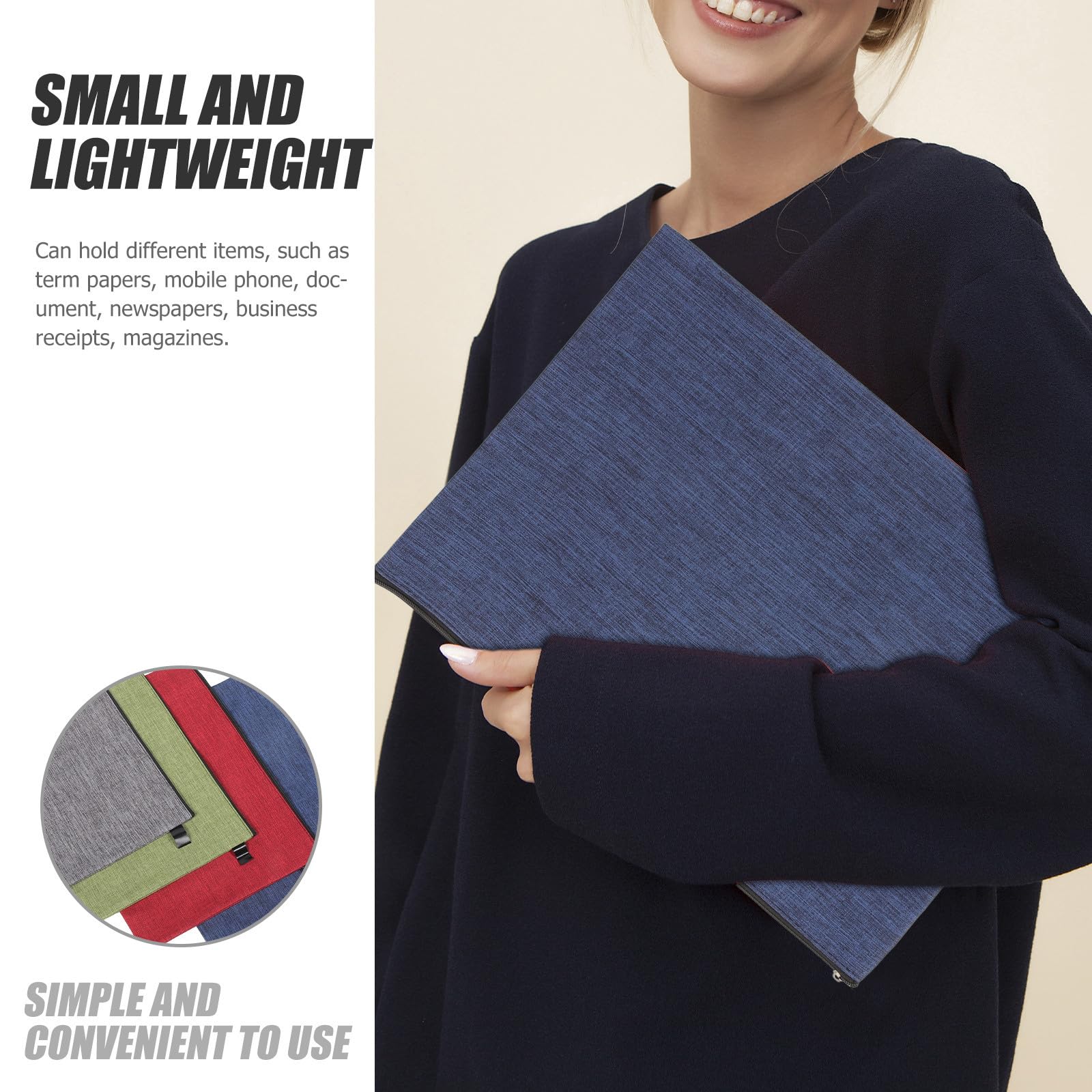 Adorainbow Pochette Document Zippée en Tissu Oxford Étanche 8pcs, Organiseur de Fichiers Pratique pour Bureau et École, Facile à Nettoyer et Rangement Sûr Couleur Aléatoire