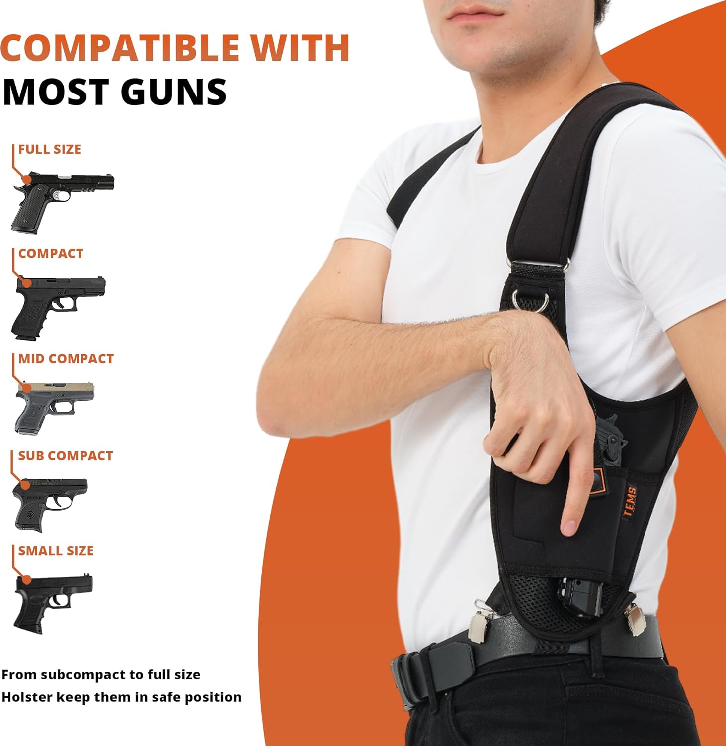 Shoulder Holster for Concealed Carry - Adjustable, Elastic, Universal Gun Holster for Men & Women Fits Glock, S&W, Sig and Most Pistols Holster