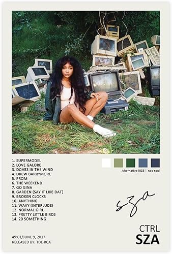 Miniatura 1 de YEZLH SZA - Póster Ctrl para álbum de música, firmado, edición limitada, póster de lienzo para decoración de dormitorio, paisaje deportivo, oficina,