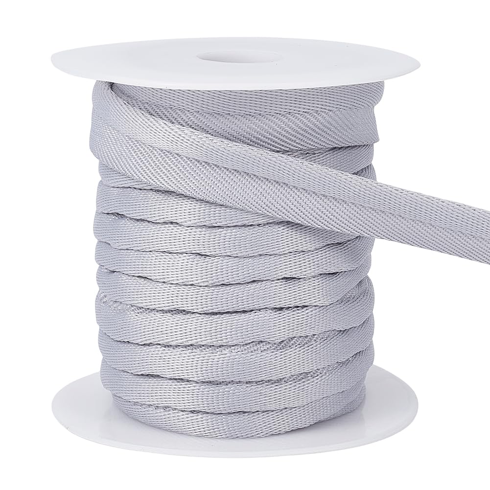 BENECREAT 10 Yard/9.14m Light Grey Piping Cord Trim, 15mm Polyester Bias Tape Piping, Upholstery Piping Trim for Sewing Lip Cord Trim
