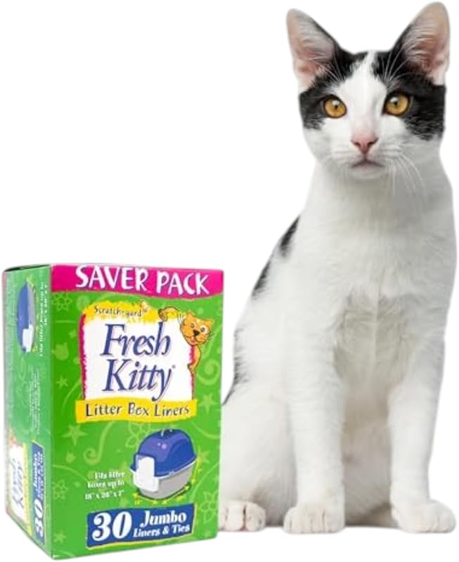 Forro descartável super-resistente para caixa de areia Fresh Kitty com tiras, Jumbo, 30 unidades