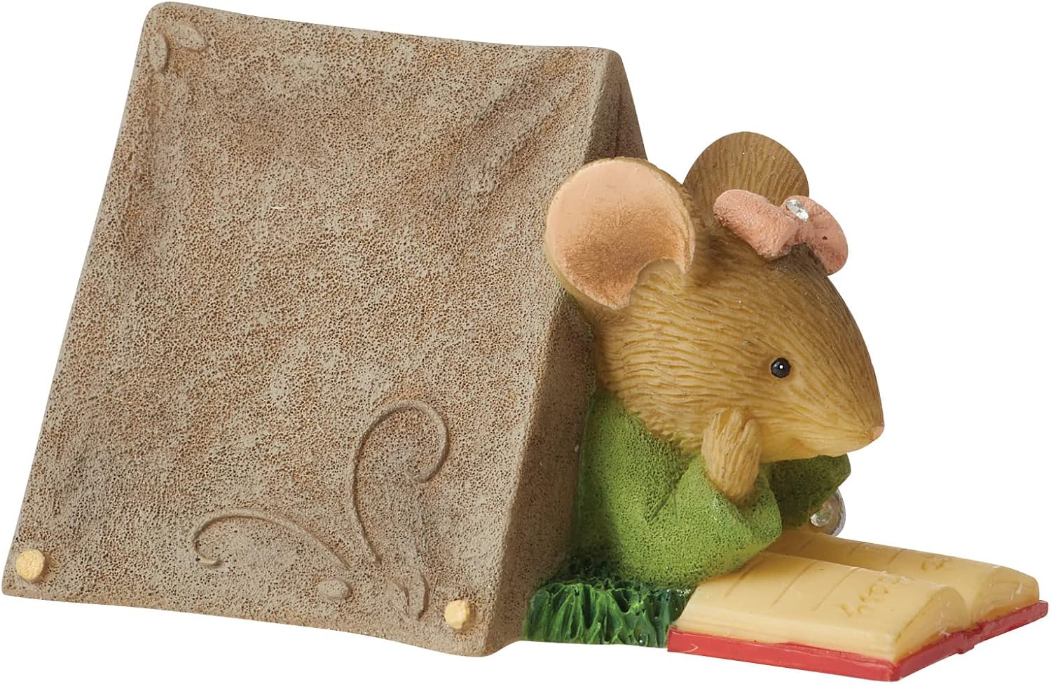 Enesco Tails with Heart Happy Camper Ghost Story Mouse Miniature Figurine, 1.54 Inch, Multicolor