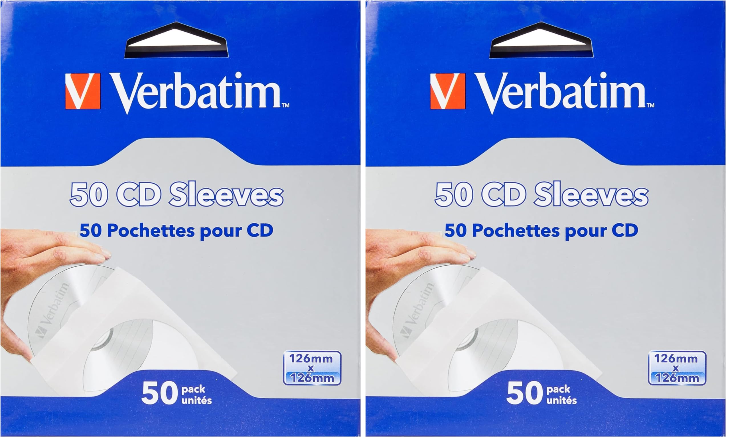 Enveloppes pour CD Verbatim - 50 pièces - Pochettes de CD - enveloppe vierge - protège de la poussière et la saleté - avec fenêtre - enveloppe avec rabat en papier pour CD & DVD & Blu-Ray (Lot de 2)