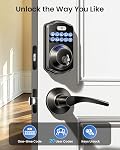 Veise Keyless Entry Door Lock with 2 Lever Handles - Electronic Keypad Deadbolt, Easy Installation Digital Smart Front Door Lock Set, Matte Black