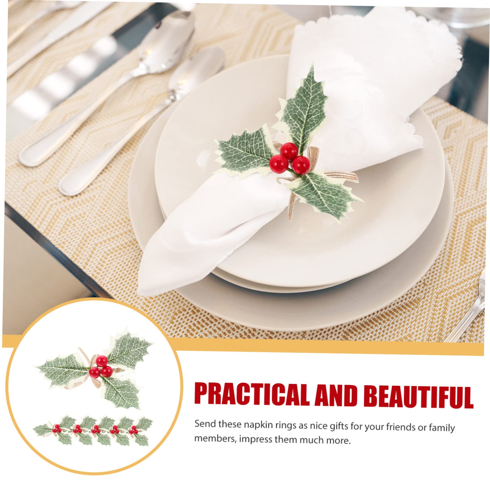 Ciieeo Pz portatovaglioli natalizi porta anelli per natale tovagliolo a foglia verde decorazioni casa decorazioni natalizie arredamento matrimonio decorazioni Bomboniere Schiuma rosso