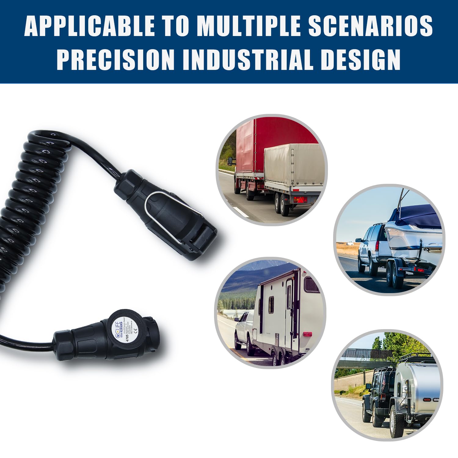 CCLIFE Cavo Rimorchio 13 Poli 3M Spiral Cavo di prolunga Rimorchio per Rimorchio Barca Caravan Portabici Camion Trattore