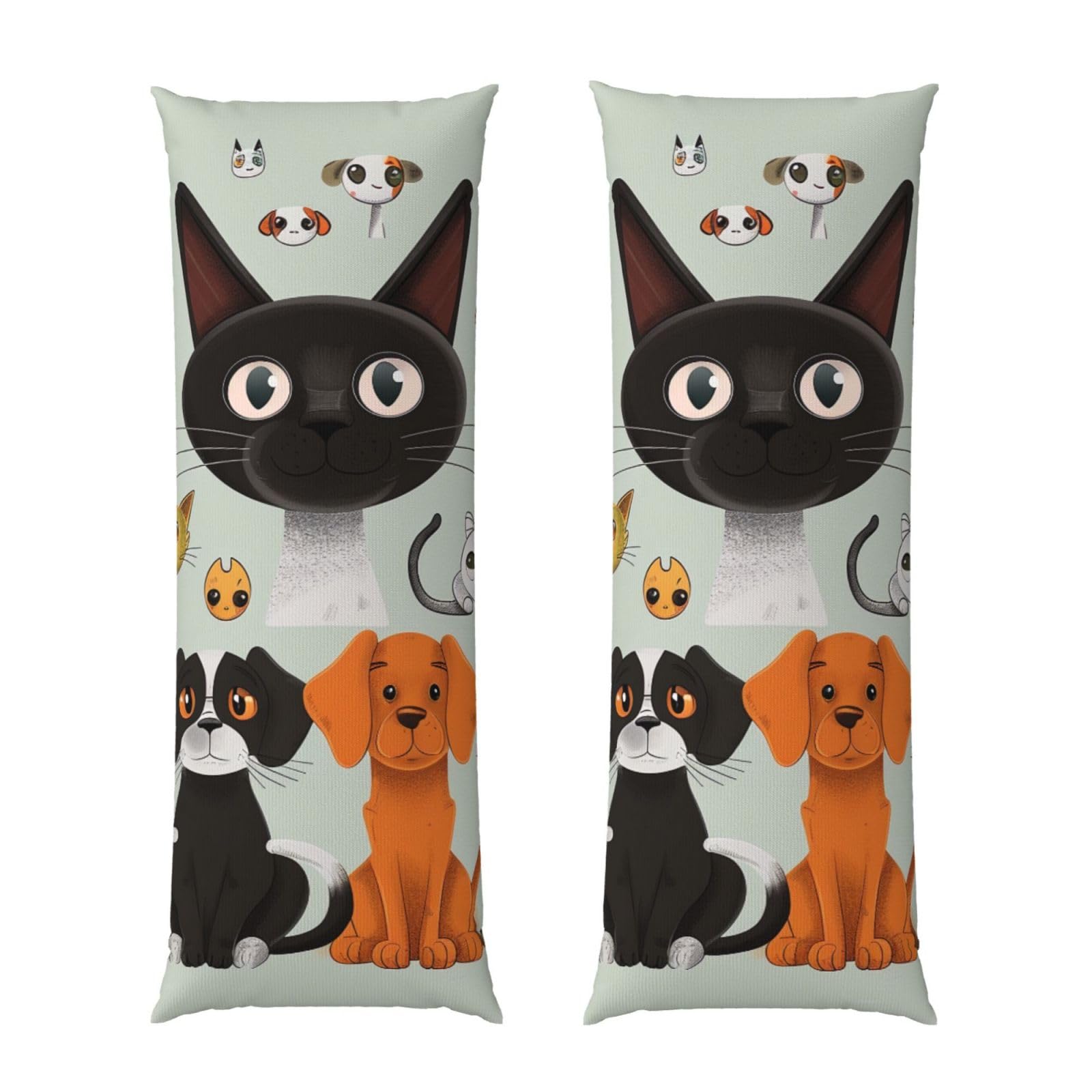 Body Pillow Cover 20x54 Inch, Cartoon Cat and Dog Print Long Lumbar Pillow Case with Zipper Long Body Pillowcase Decorative for Bed Sofa Bedroom