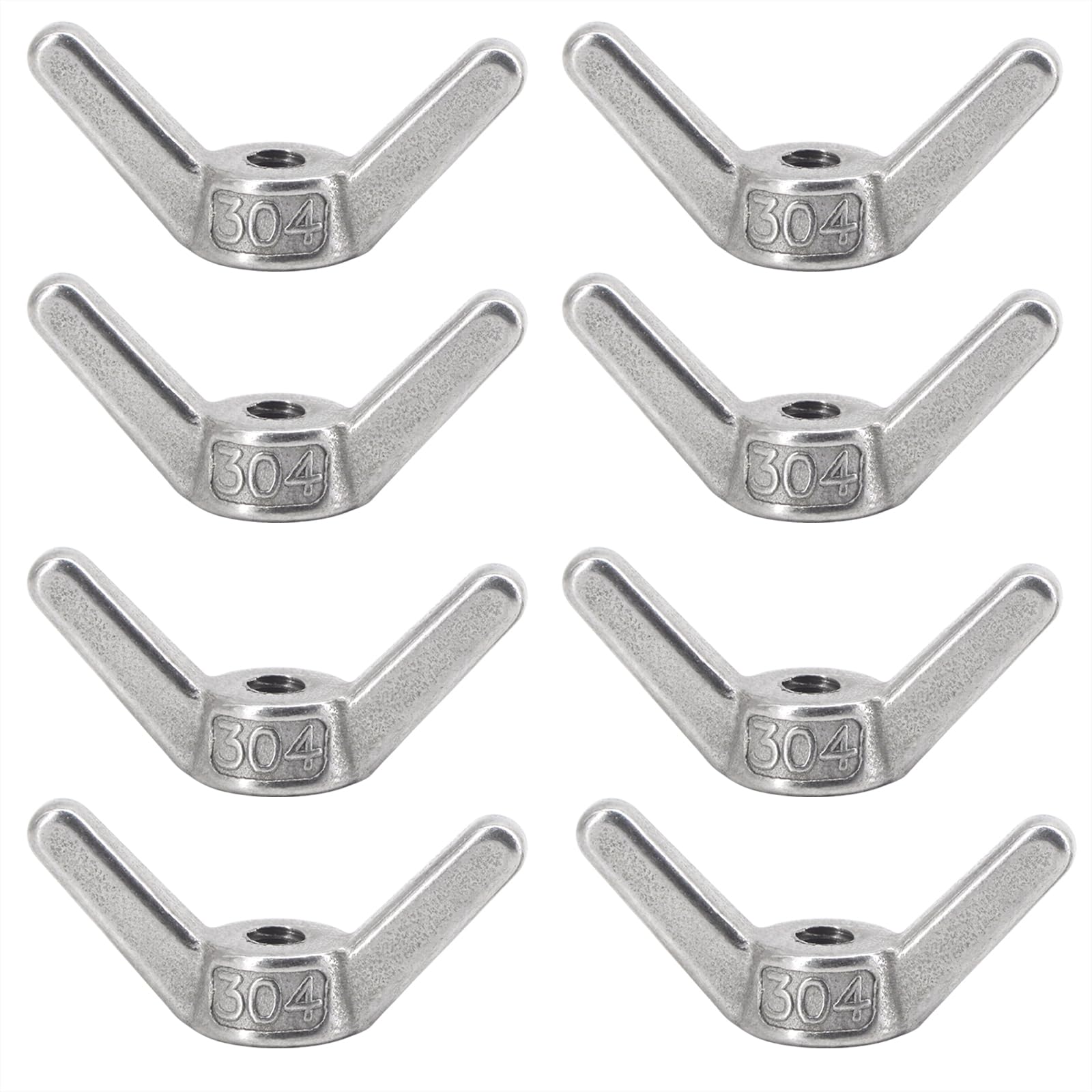M6 8Pcs 304 Stainless Steel Wing Nut Hand Twist Tighten Butterfly Fastener Nut