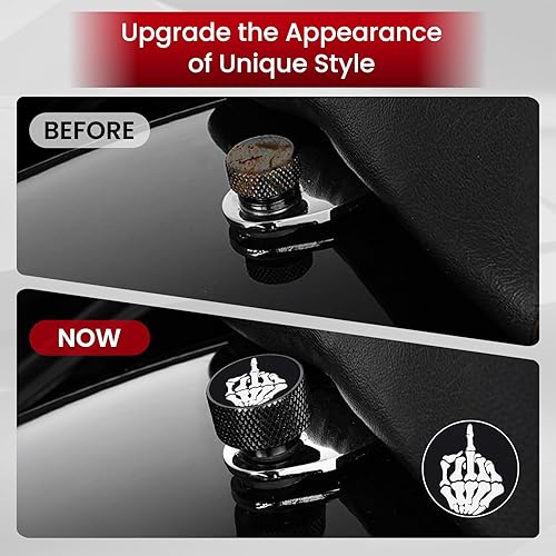 Miniatura 3 de Tornillo de tornillo de asiento de guardabarros moleteado de acero inoxidable de 14 "-20 roscas compatible con Harley Sportster Touring Softail Dyna