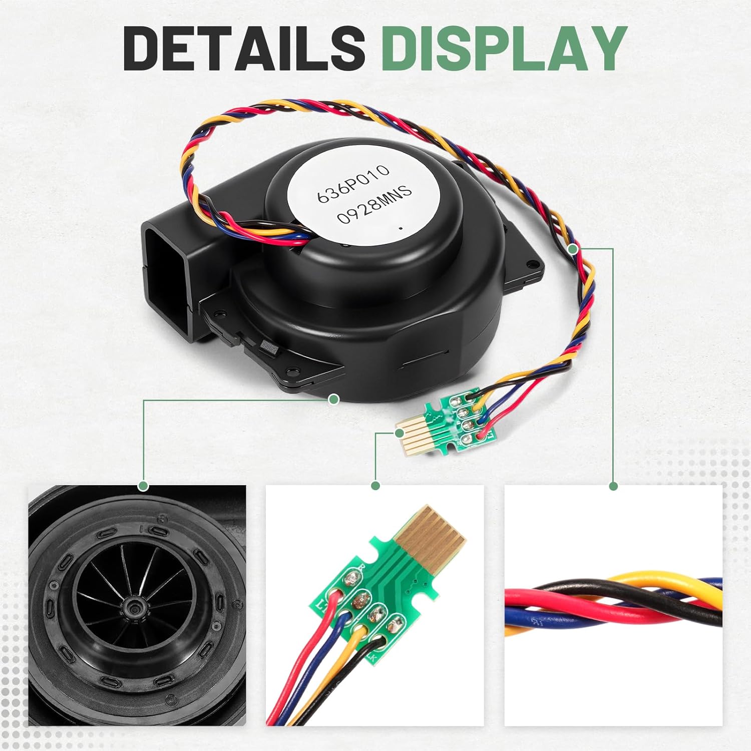 Vacuum Cleaner Fan Motor Fit for iRobot Roomba i1 i2 i3 i4 i5 i6 i7 i8 i9 J8 J9 e5 e6 Engine Ventilation Motor Fan, 20N636P010 Fan Module for Smart Sweeper| 636P010-0928MNS