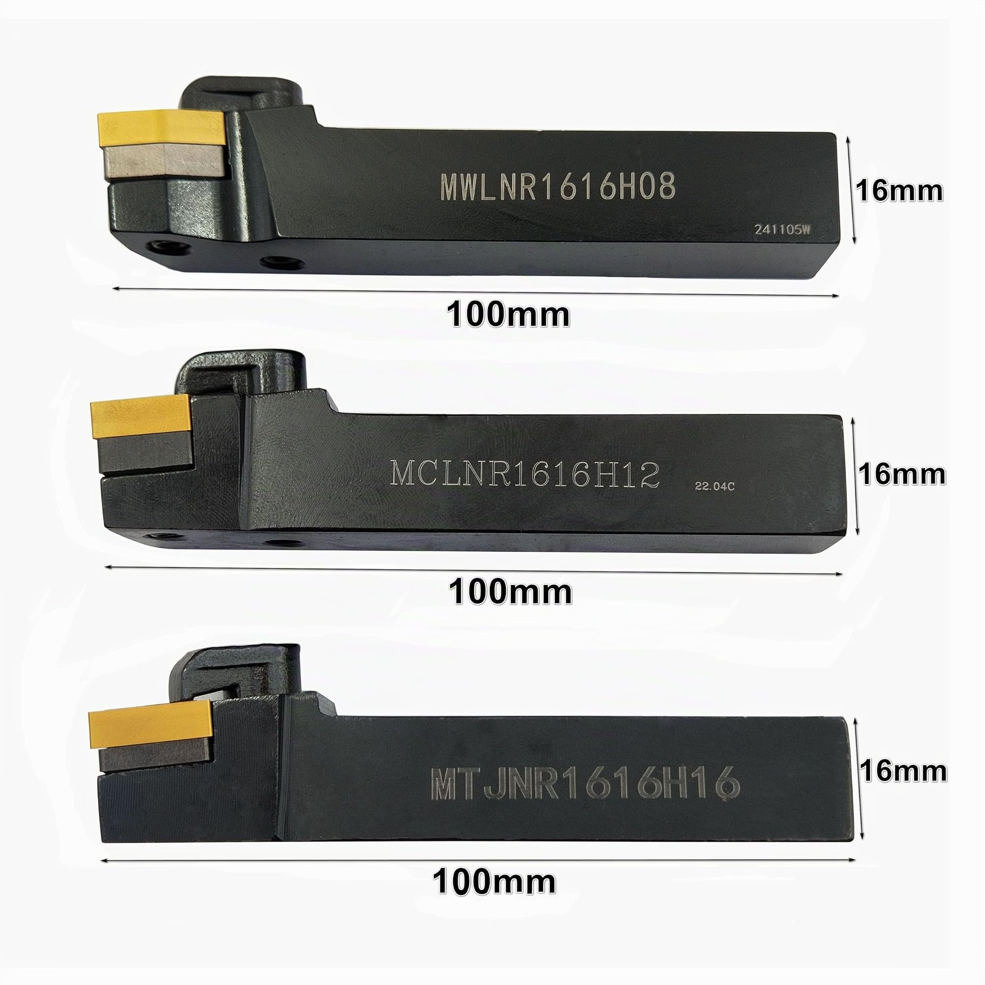 5/8" 16PCS Porte-outils de tour CNC à cercle excentré, MTJNR1616H16+MWLNR1616H08+MCLNR1616H12+WNMG431, CNMG431, TNMG331 inserts en carbure + ST1603, SW0804, SC1204+MCT513, MCT617+HL1814 + MCS625