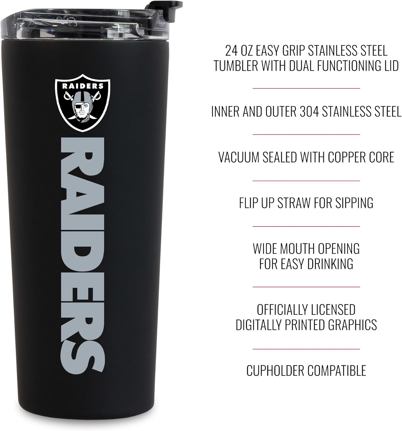 Rico Industries NFL Football 24oz Stainless Steel Tumbler with Lid and Dual Functioning Lid - Image 7