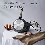 Ensemble de cuisine en céramique 22 Ensembles de cuisine non-adhésifs et de casseroles 8" Poêles à frire avec couvercle,cuisine de cuisine à induction non toxique Granite noire avec/Glass Lids PFOS/PFOA-Free