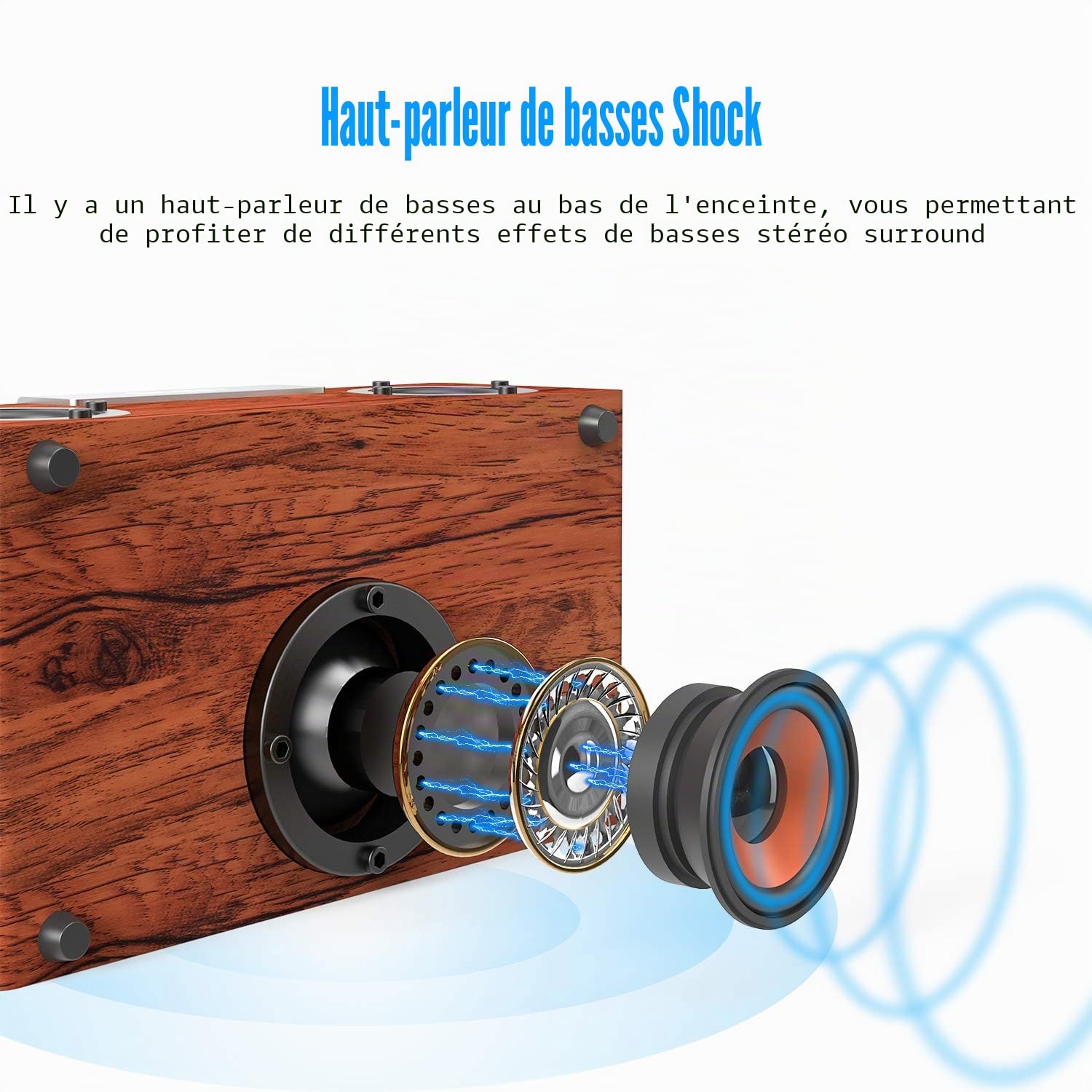 Smalody Haut-Parleur Bluetooth, Haut-parleurs Portables sans Fil en Bois