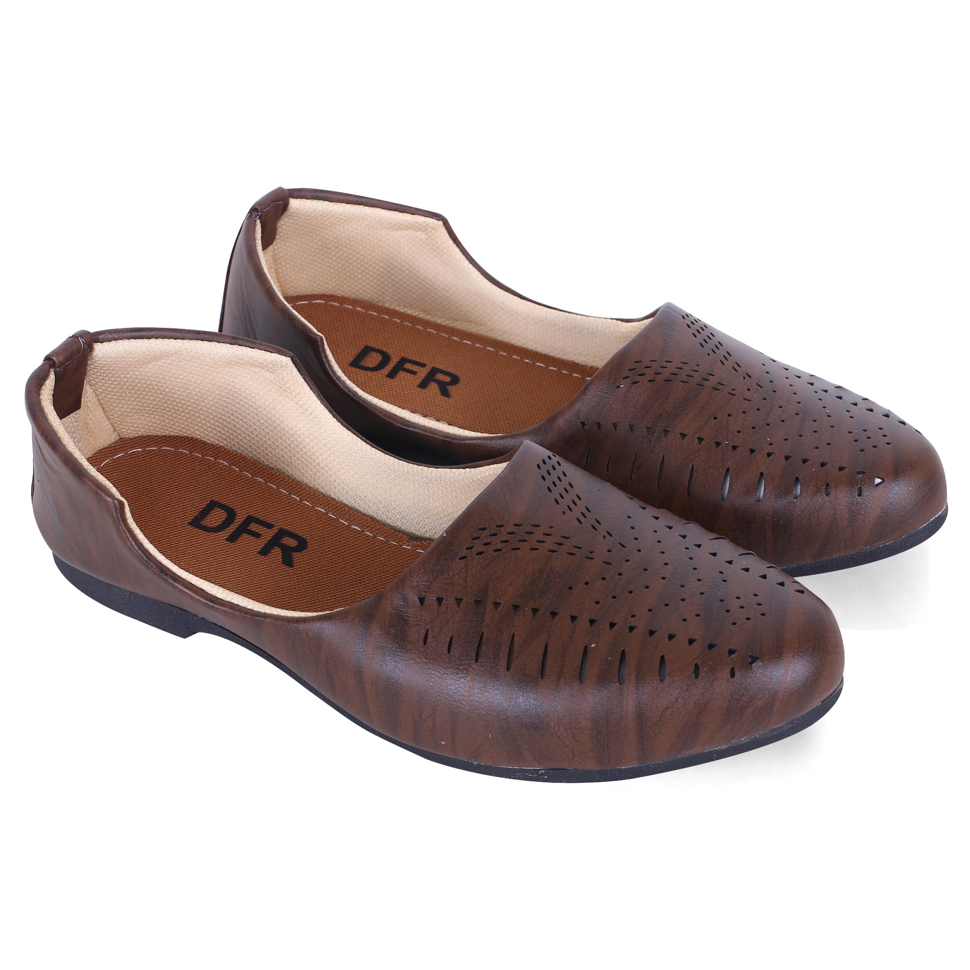 DFR Mens Ethnic Juttis Juti Mojaris & Casual Loafers Shoes, Brown, UK Size 10 (B0C7KMV16C) Amazon Price History, Amazon Price Tracker