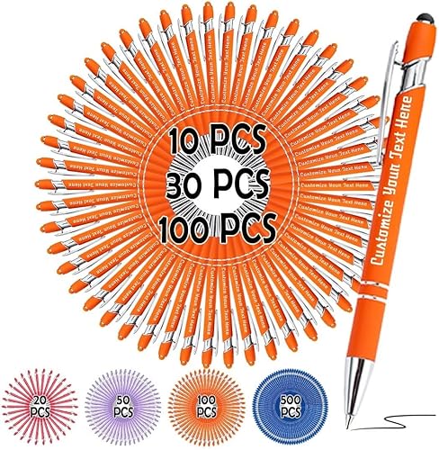 Miniatura 9 de Coregiftr Bolígrafos personalizados, bolígrafo grabado personalizado con punta de lápiz capacitivo, bolígrafo de tinta retráctil personalizado para