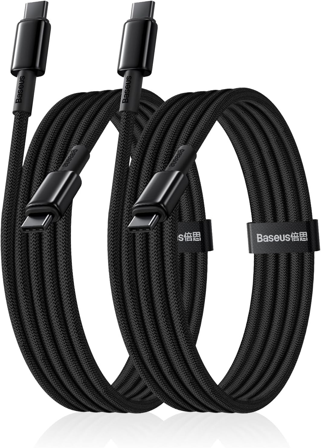 USB C Cable, 2-Pack 6.6ft 100W 5A Fast Charging USB C to USB C Cable, Zinc Alloy Nylon Braided USB Type C Charger Cable for iPhone 16 15 Pro/Plus/Pro Max, MacBook, iPad Pro/Mini, Galaxy S24/S23