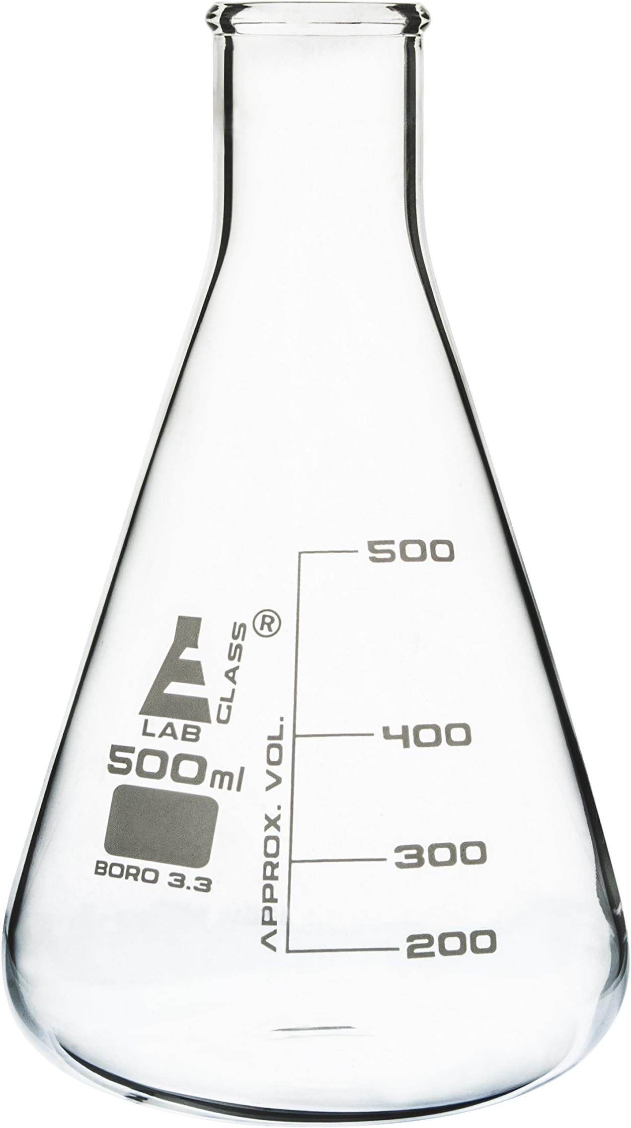 500ml Conical Flask | Erlenmeyer Narrow Neck Laboratory Glassware | Borosilicate Glass 3.3 | Chemical Resistant & Heat Resistant | Ideal for Labs, Experiments & Research