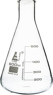 Eisco Labs Glass Erlenmeyer Narrow Neck Flask 500ml, Borosilicate (Single Flask)