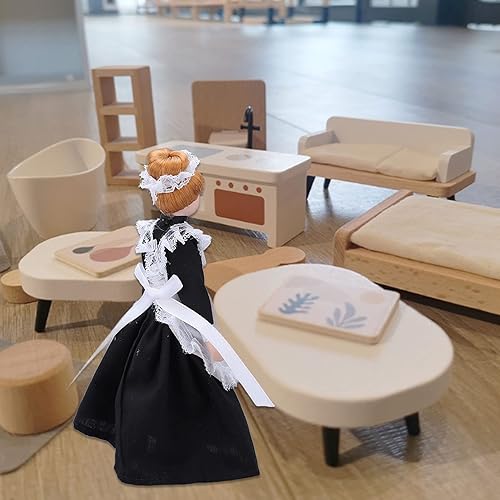 Miniatura 5 de Muñeca de criada de casa de muñecas 1:12, casa de muñecas con extremidades giratorias, movible, de cerámica, victoriana, modelo de muñeca de