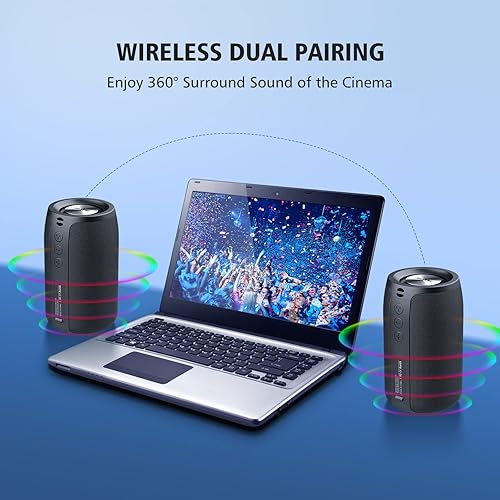 Vista 5 de ZEALOT Altavoces Bluetooth portátiles, altavoz inalámbrico, S32 Samll altavoz al aire libre, impermeable IPX5, emparejamiento Negro