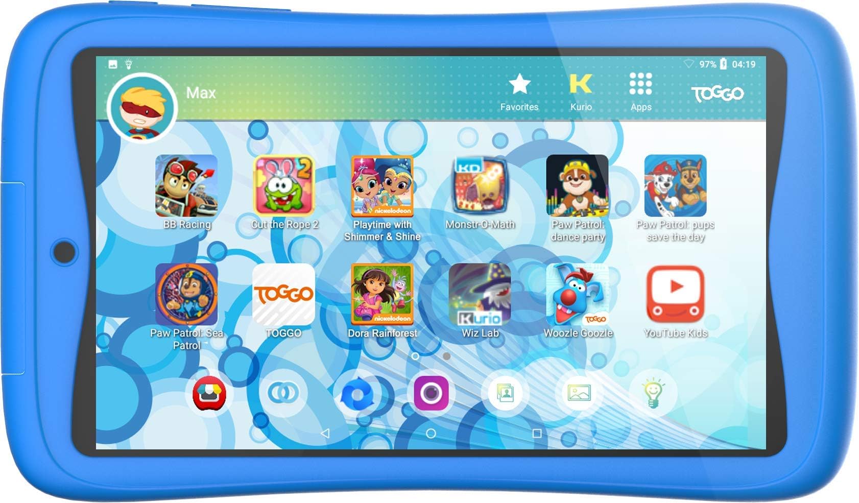 Kurio Tab Connect Toggo - Children's Tablet Blue - Nickelodeon Toggo - 16GB Memory - Web Filter System - Splashproof - Protective Bumper - 7" Screen