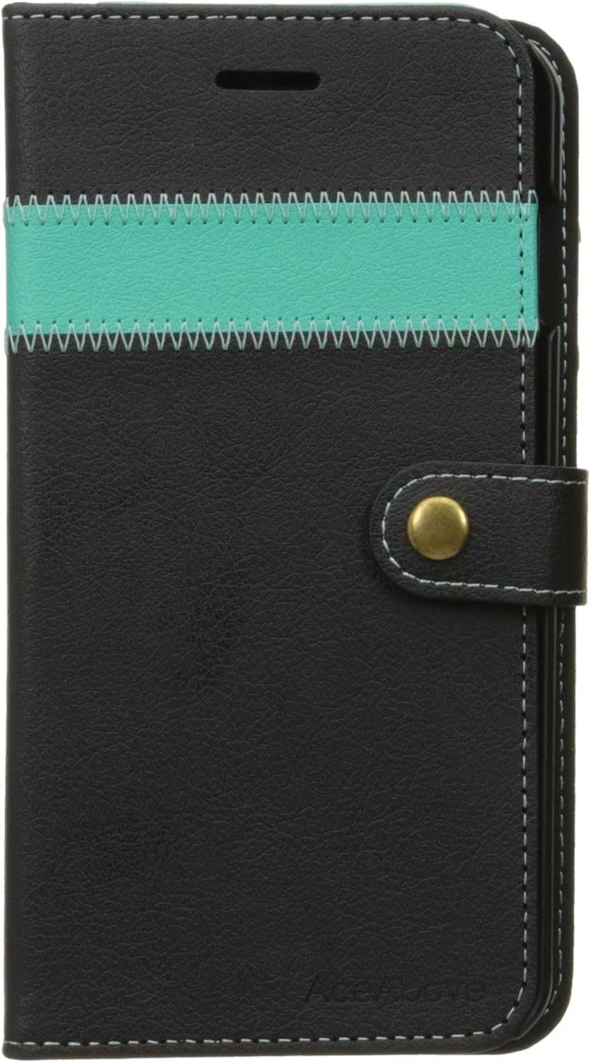 iPhone 6S Plus Case, AceAbove iPhone 6S wallet case [Black / Green] - Premium PU Leather Wallet Cover with [Card Slots] and [KickStand] Function for Apple iPhone 6S Plus / iPhone 6 Plus