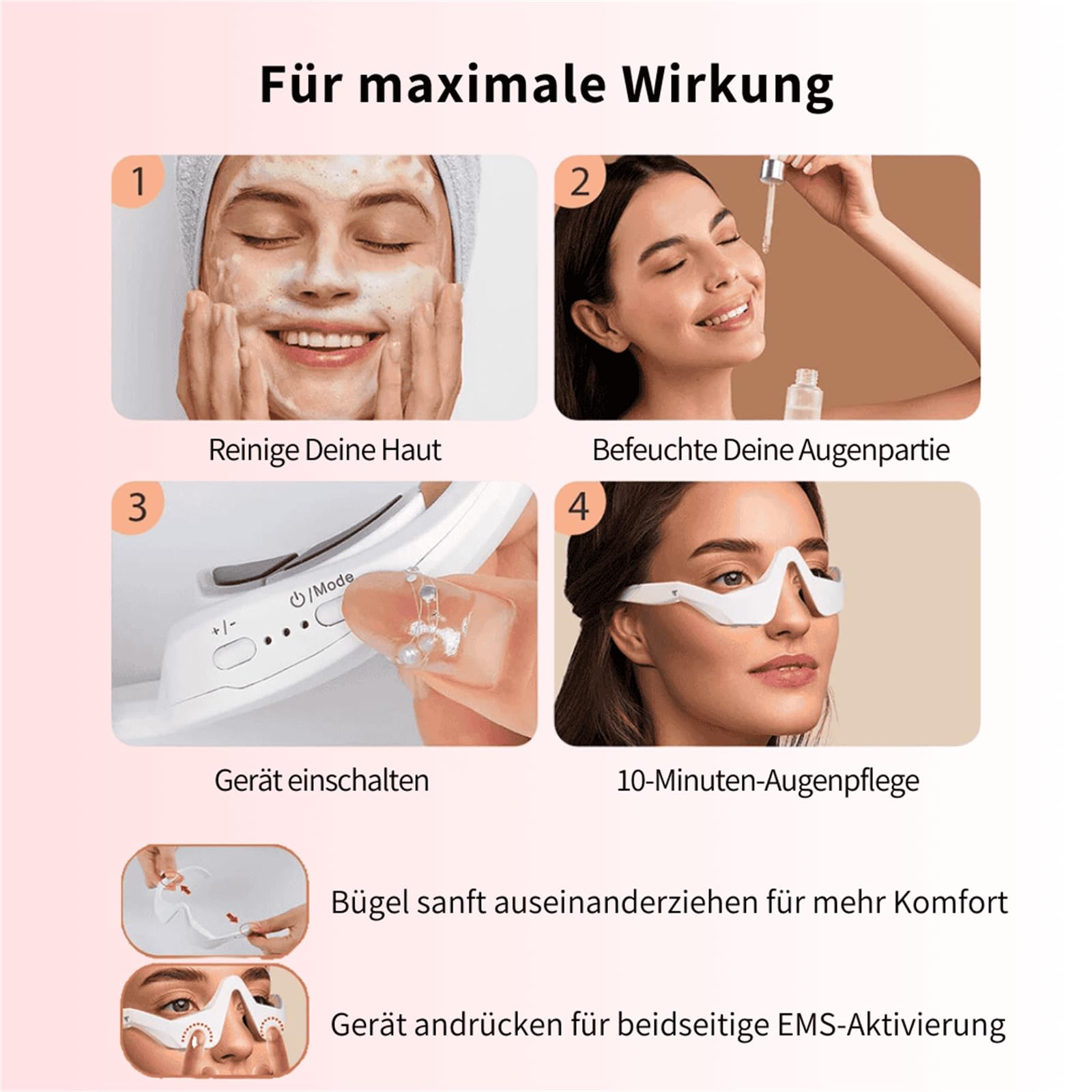 stellaura Aureva - Verjüngende Rotlicht-Therapie für strahlendere Augenpartie Rotlicht Augenmassagegerät zur Faltenreduzierung und Augenverjüngung