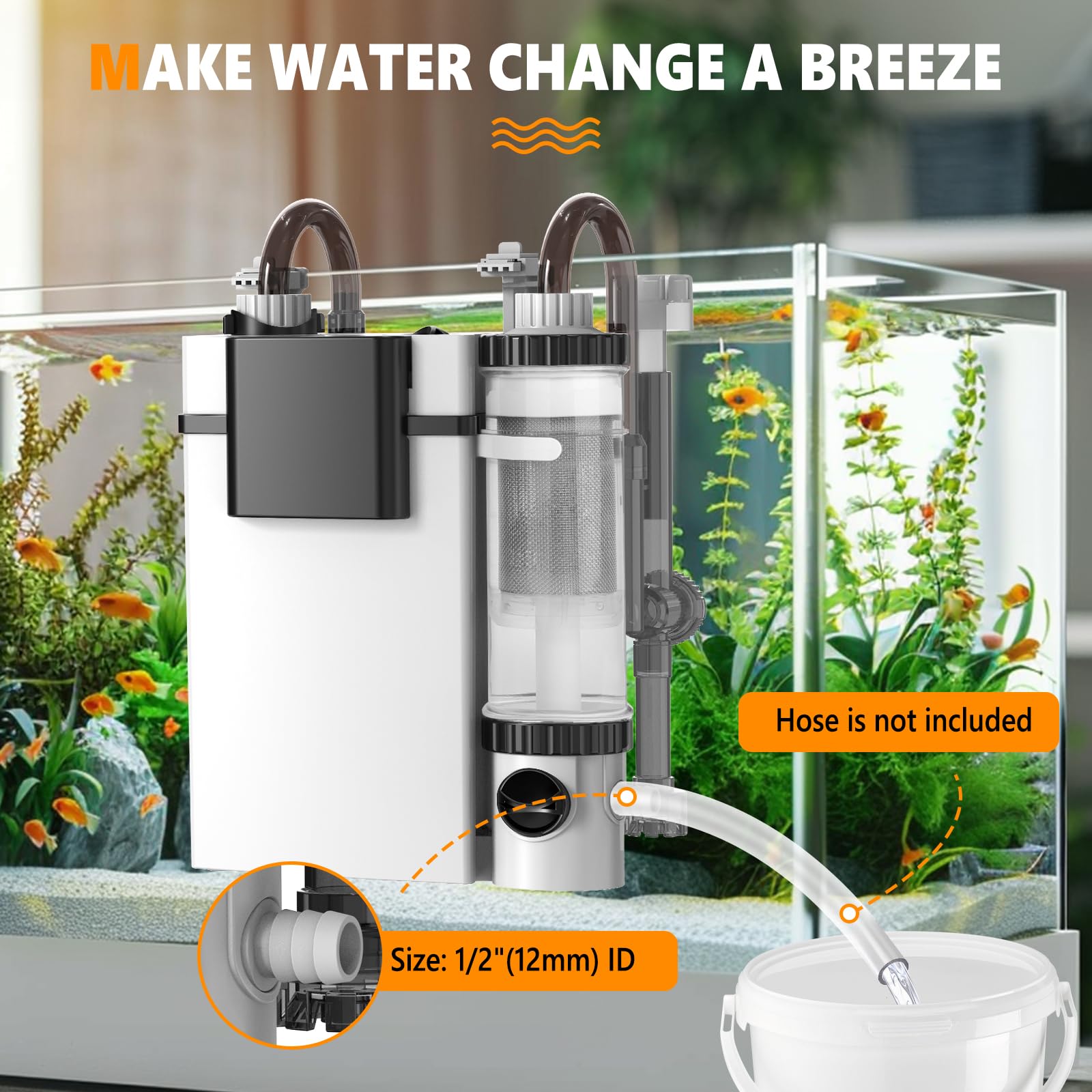 hygger Quiet Hang On Back Aquarium Filter 15-40 Gallon Small Fish Tank Canister Filter with Surface Skimmer Spray Bar 3 Floss Pads Bio Filter Media Adjustable Flow, Easy Water Change 159 GPH - 5