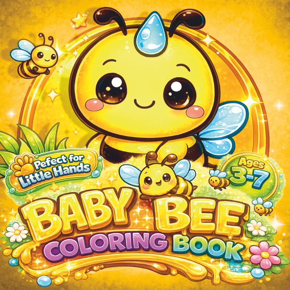 Baby Bee Coloring Book: 50 Cute Baby Bee Coloring Pages for Kids Ages 3–7 Fun Garden Adventures with Flowers, Honey and Friendly Bugs (Cute Baby Coloring Adventures)