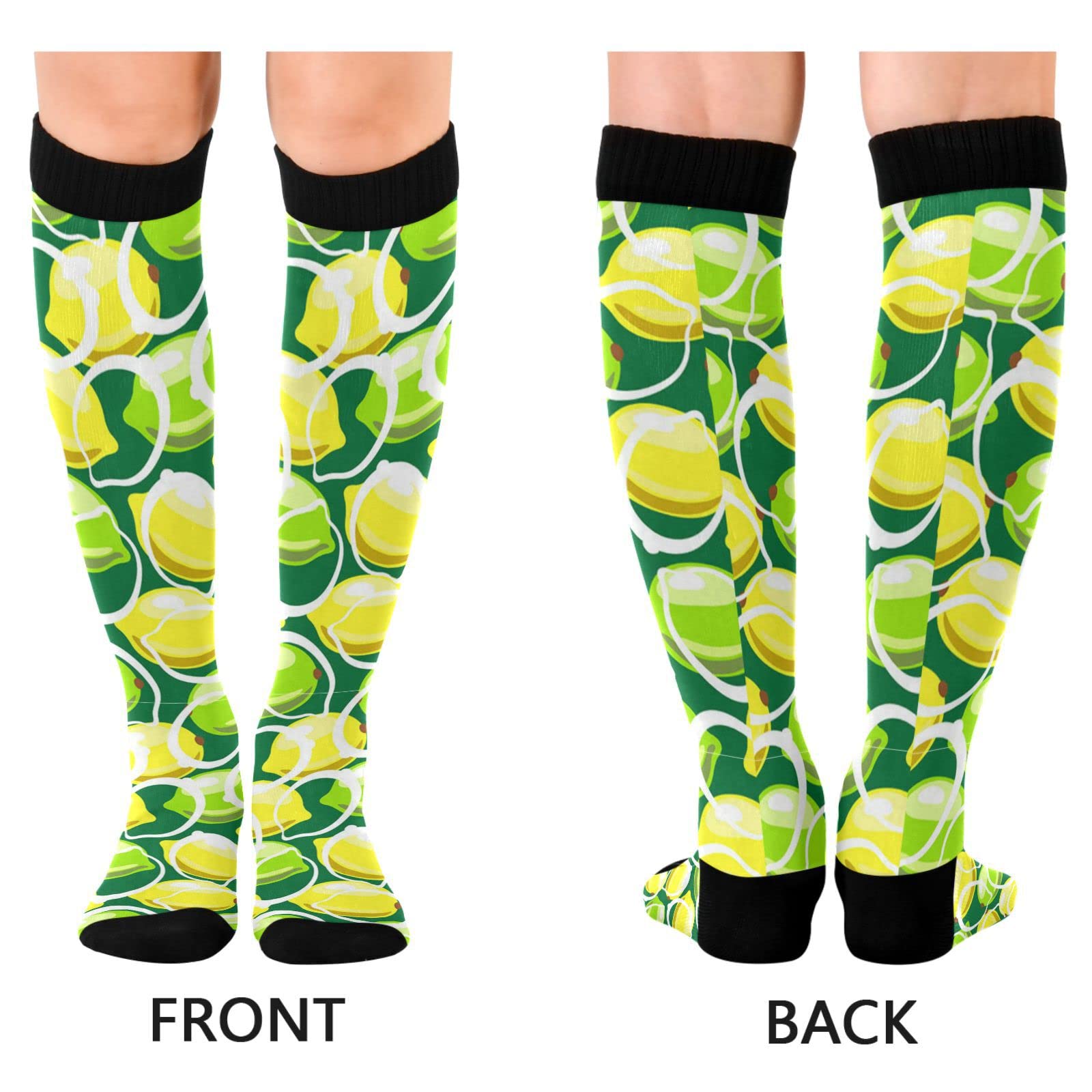 Wusikd Lemon Compression Socks for Women and Men Circulation Green Long Socks for Athletic Running 1