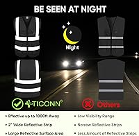 Vista 3 de TICONN Chaleco de seguridad reflectante de alta visibilidad Clase II de malla para mujeres y hombres Cumple con los estándares ANSI