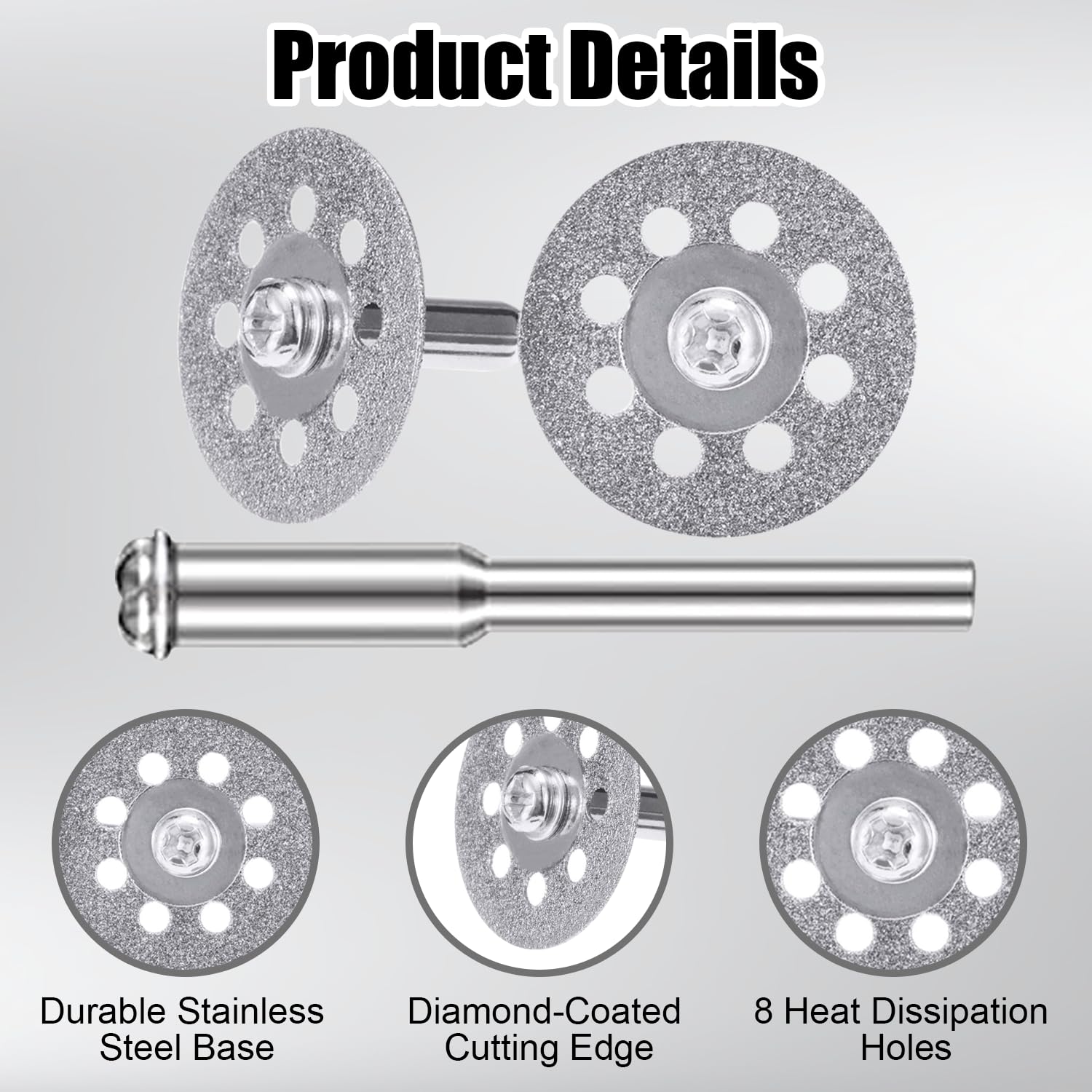 20Pcs Diamond Cutting Wheel Set, 22mm/545 Cut off Discs for Dremel Rotary Tool with 3mm Mandrels and 1 Screwdriver - Image 2