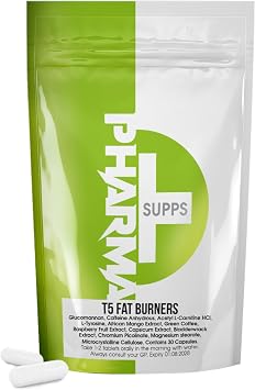 Pharma T5 Extreme Fat Burners - Fat Loss Max Strength Tablets for Women and Men - Lose Belly Weight Fast 30 Capsules, Caffeine, L-Carnitine, Green Tea & Capsicum for Energy & Metabolism Boost