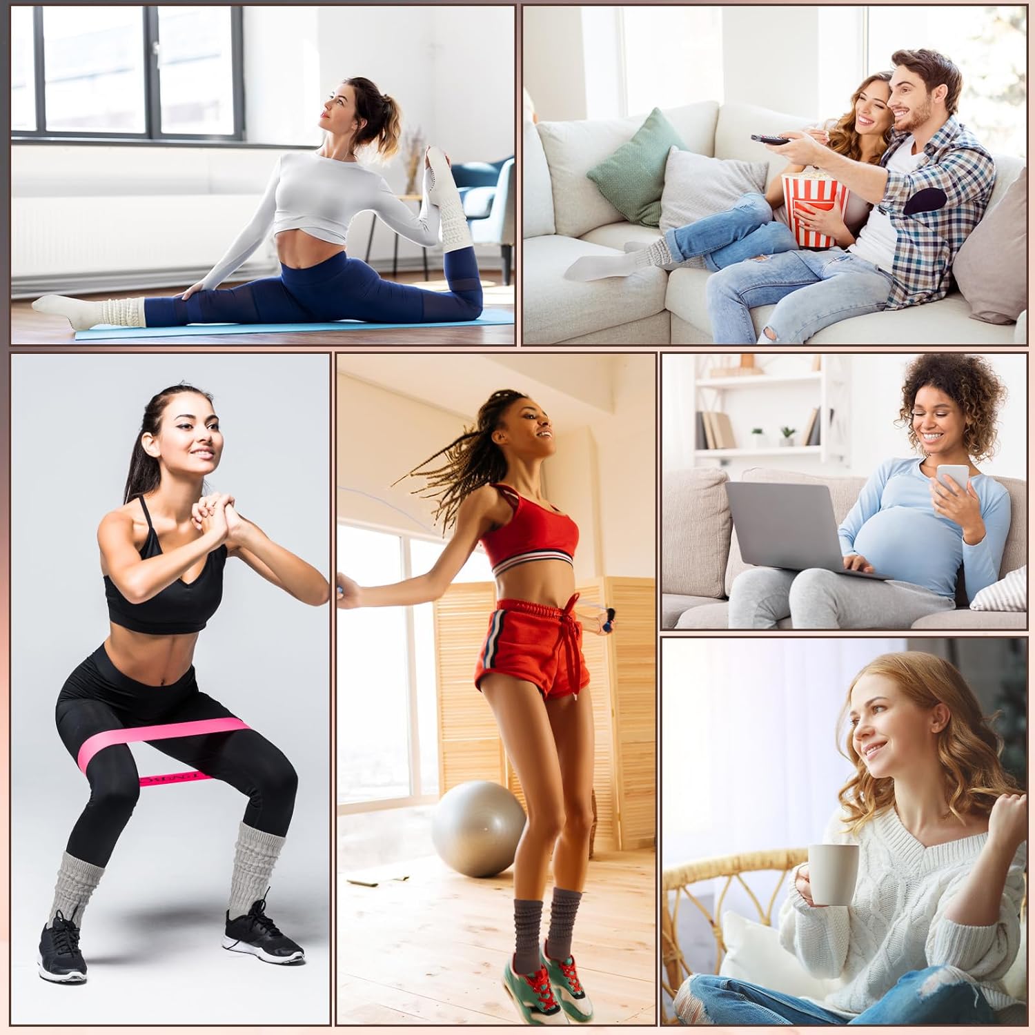 Jspupifip 4 Pairs Pilates Socks with Grips for Women, Long Slouch Non Slip Yoga Scrunch Socks for Barre Hospital Workout - Image 2