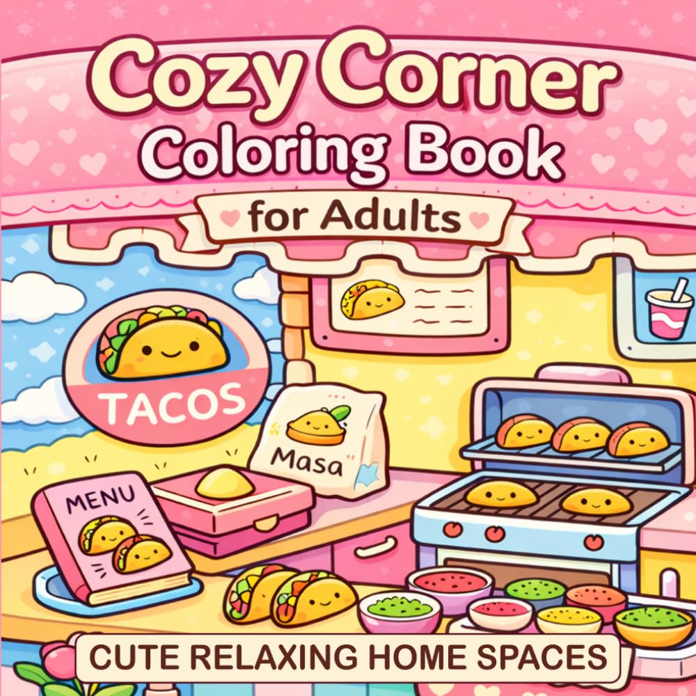 Cozy Corner Coloring Book for Adults: Cute Relaxing Home Spaces – Adorable Hygge Rooms, Peaceful Corners, and Comforting Interior Scenes for Stress Relief for adults , teens
