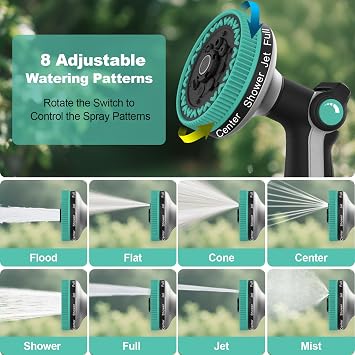 Hose Pipe Spray Gun | Heavy-Duty Metal Hose Gun - 9cm/3.5 Ultra-Wide Spray, 8 Adjustable Nozzle Modes,Hose Nozzle for Watering, Cleaning, Pets & Car Washing (New Upgrade)
