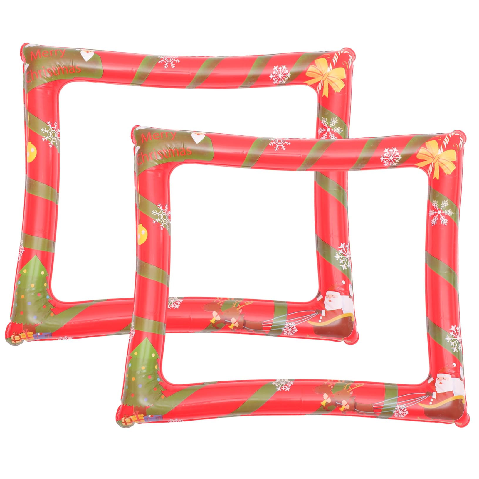 KOMBIUDA 2stücke Aufblasbarer Weihnachts-fotorahmen Aus Pet-Material Fotoautomaten-Requisite Partyzubehör Für Weihnachtsfeiern