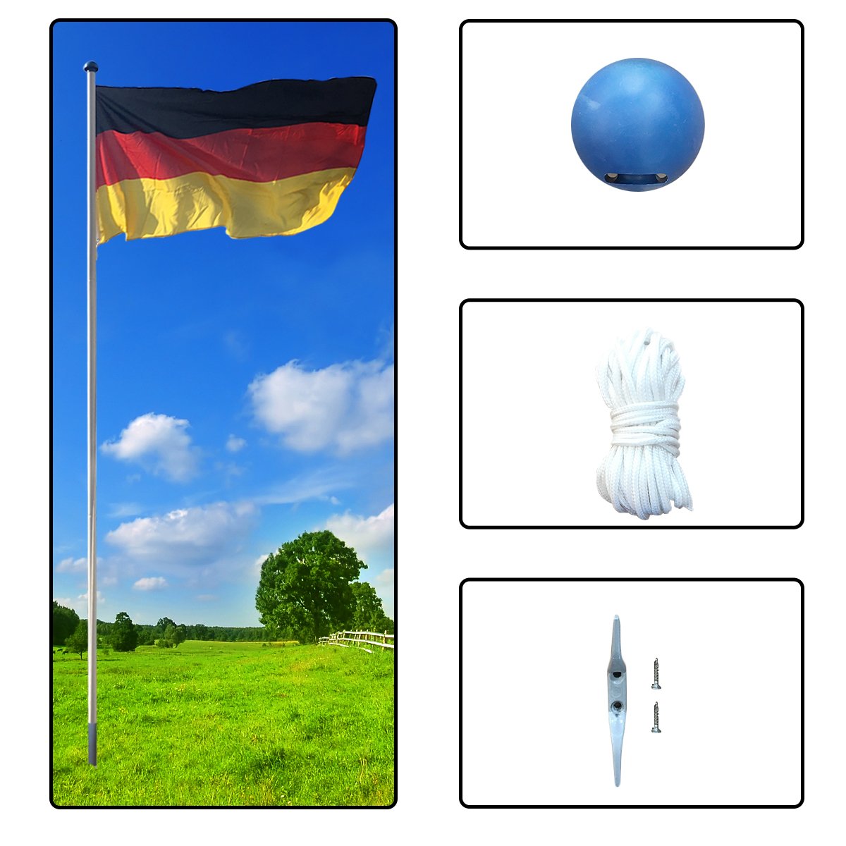 BGF Alu Fahnenmast 6,50 m Flaggenstange