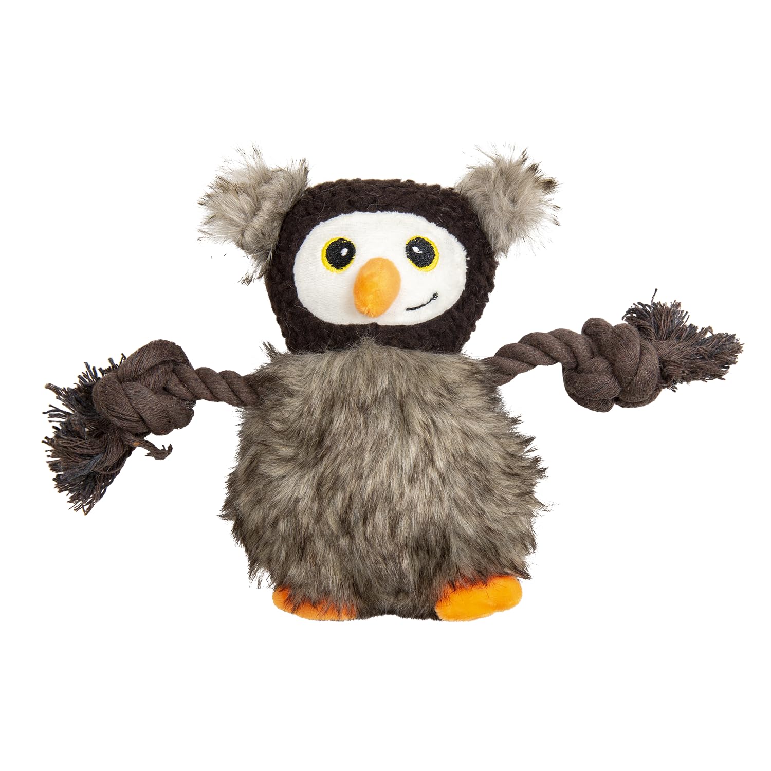 JACK AND VANILLA, Brown Penguin Plush Toy for Dogs and Cats, Soft and Durable with Built-in Whistler, Lightweight and Machine Washable, 22cm, Brown