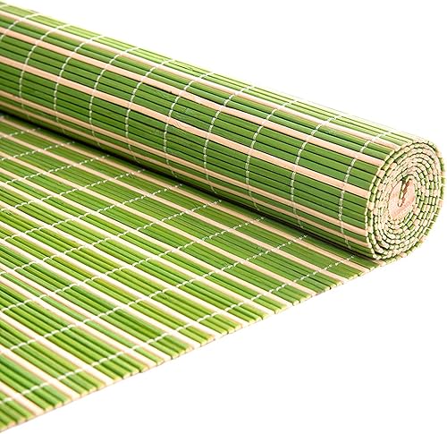 Persiana enrollable de bambú grueso natural, transpirable, para privacidad, decoración del hogar, cortinas enrollables de bambú verde y blanco, con