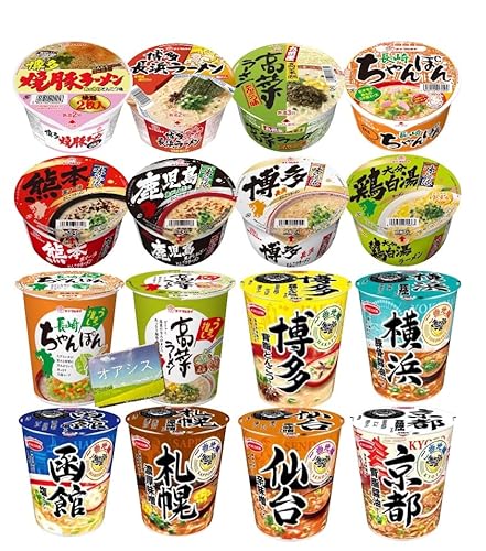 カップラーメン 12種類 詰め合わせセット ご当地 人気 どんぶり型カップ6種、縦型カップ6種、ヤマダイ、日清、マルちゃん、明星、サッポロ一番 サンポー オリジナルティッシュ付き アソートセットのサムネイル