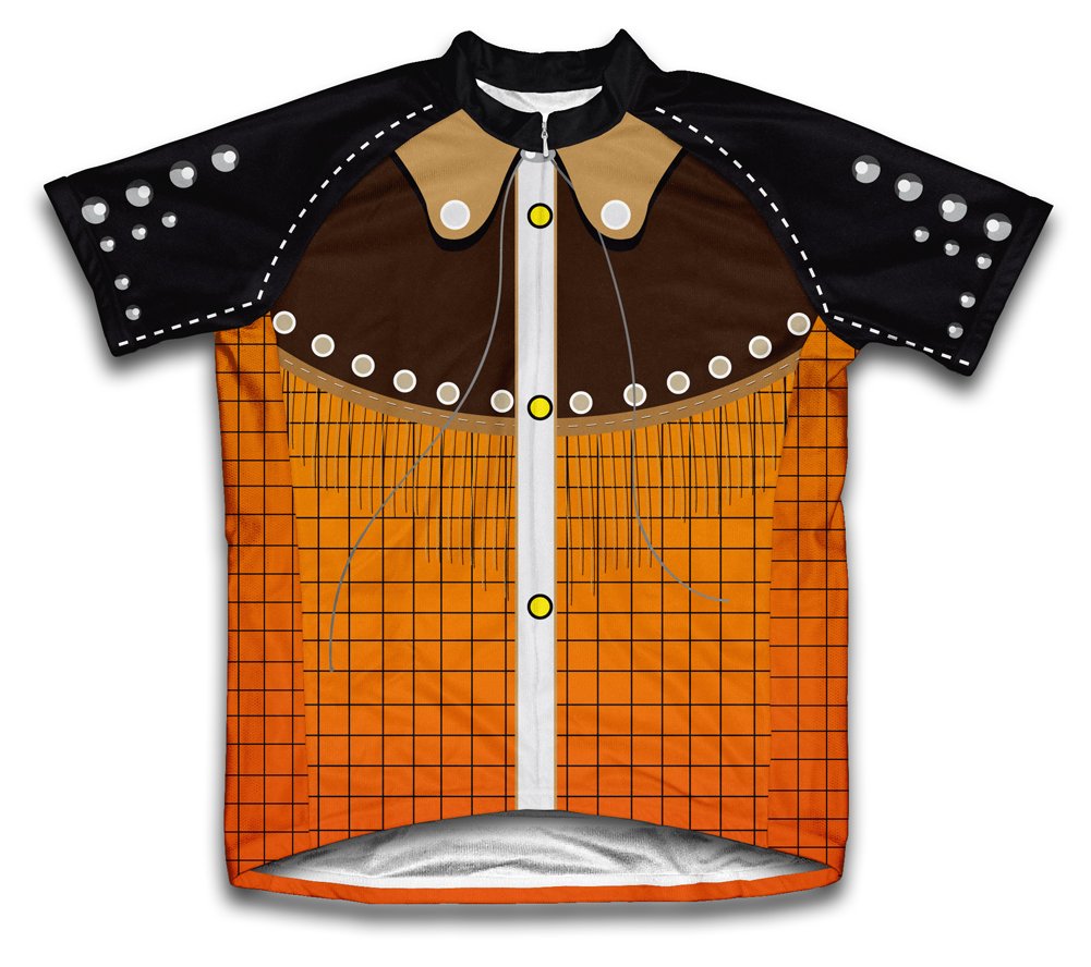 ScudoPro Western Cowboy Short Sleeve Cycling Jersey for Men - Size 4XL Orange