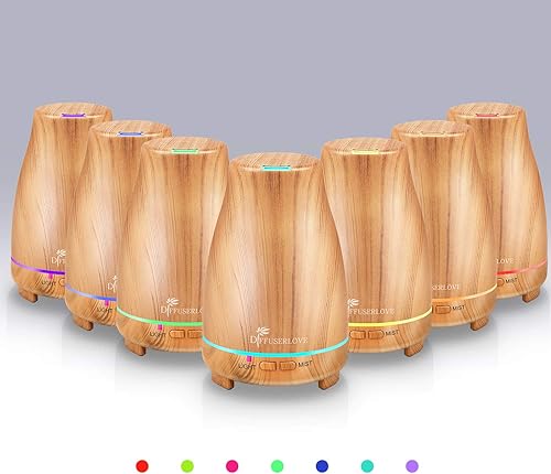 Vista 33 de Diffuserlove Diffuser 2 Pack Essential Oil Diffuser 200ML Remote Control Ultrasonic Aromatherapy Diffuser Mist Humidifiers for Bedroom Office Yoga
