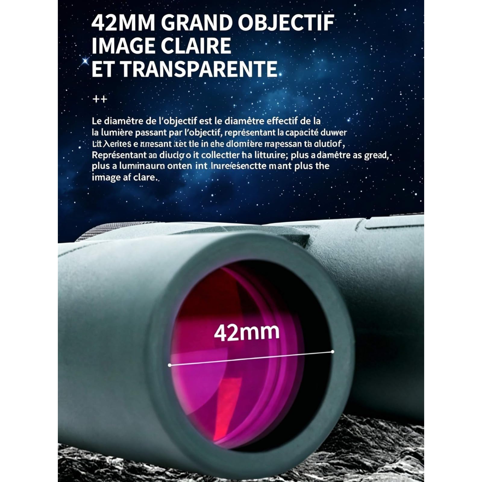 Kersens Jumelles Original FR, Jumelle Adultes Puissante 10x42 Vision Nocturne, Étanches Et Portables IPX7 Compactes pour L'observation des Oiseaux, Les Voyages (Vert)